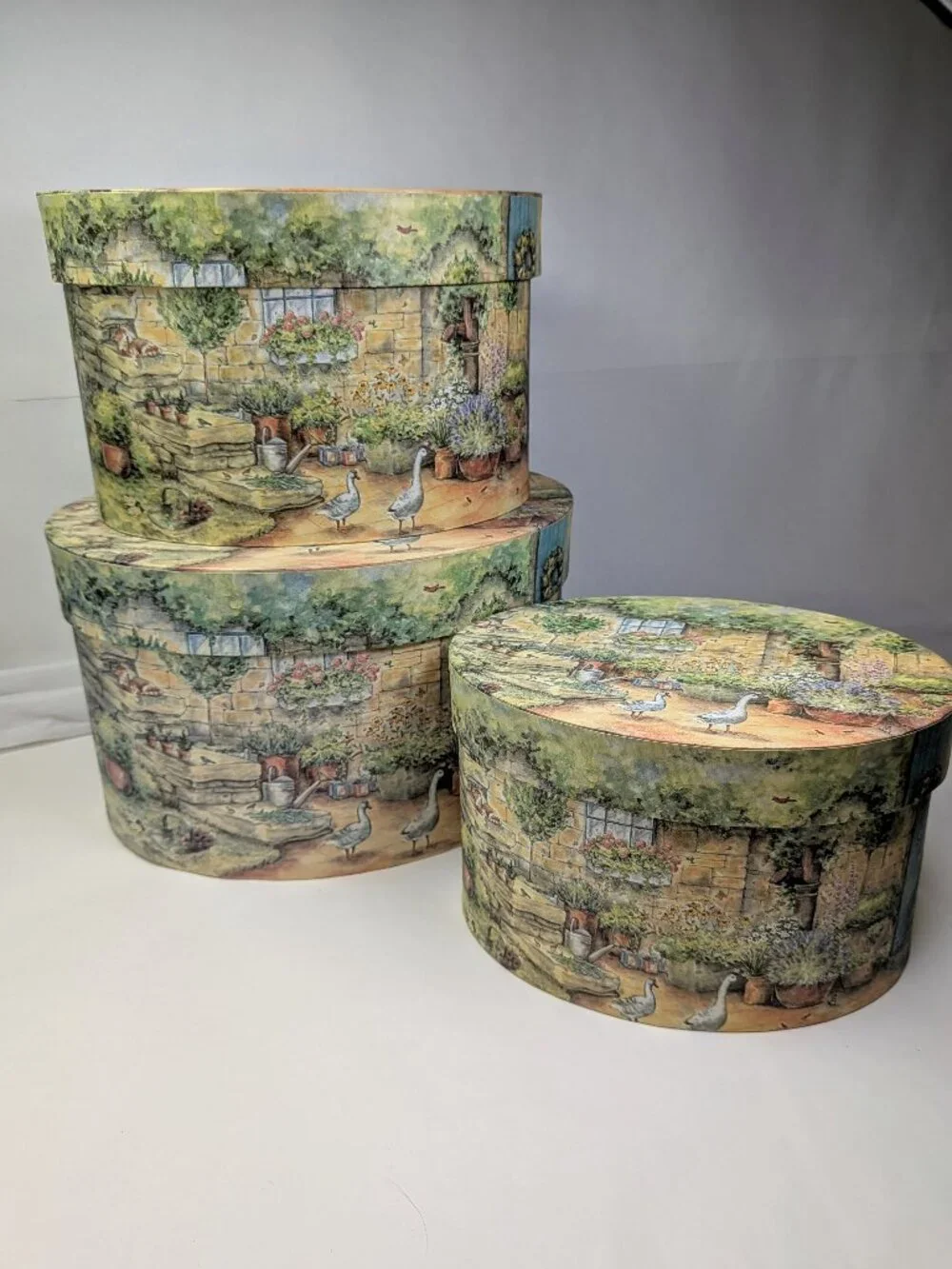 Vintage Bobs Boxes Cottage Garden Nesting Hat Box Set Sherri Buck Baldwin Lang